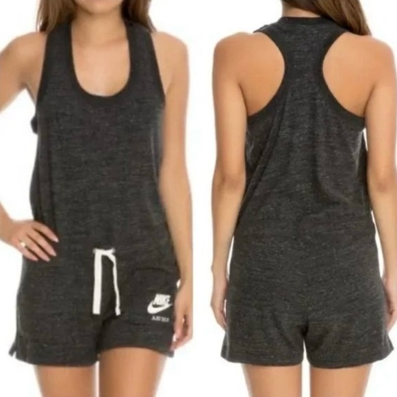 Nike Pants - Nike Women’s Vintage Heather Grey Pocketed Racerback Romper - Size Medium